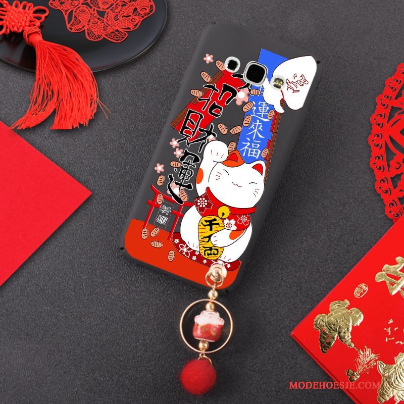 Hoesje Samsung Galaxy A8 Zacht Hanger Schrobben, Hoes Samsung Galaxy A8 Zakken Kat Rood