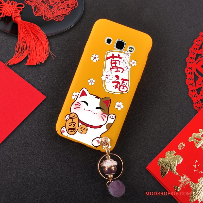 Hoesje Samsung Galaxy A8 Zacht Hanger Schrobben, Hoes Samsung Galaxy A8 Zakken Kat Rood