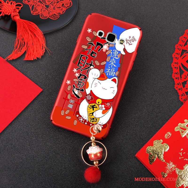 Hoesje Samsung Galaxy A8 Zacht Hanger Schrobben, Hoes Samsung Galaxy A8 Zakken Kat Rood