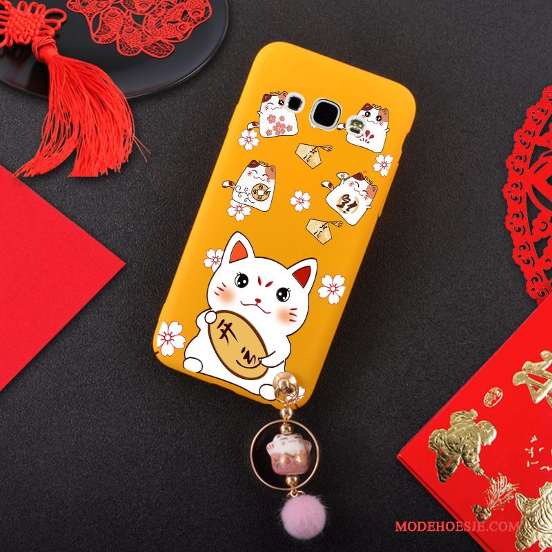 Hoesje Samsung Galaxy A8 Zacht Hanger Schrobben, Hoes Samsung Galaxy A8 Zakken Kat Rood