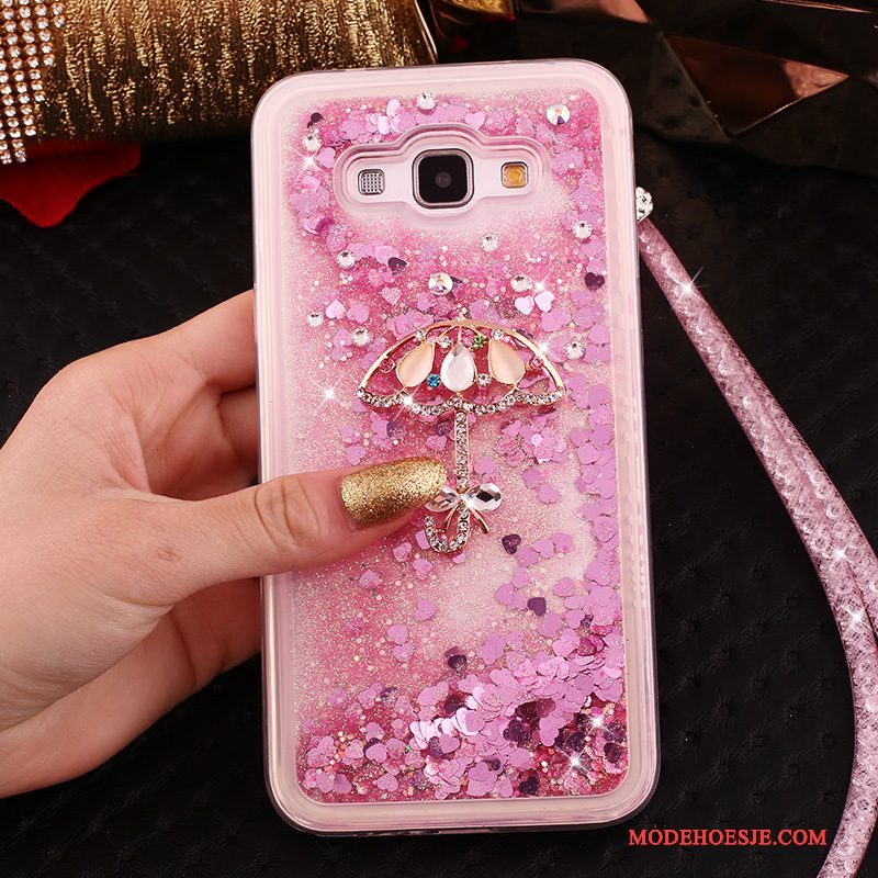 Hoesje Samsung Galaxy A8 Zacht Rozetelefoon, Hoes Samsung Galaxy A8 Strass Hanger