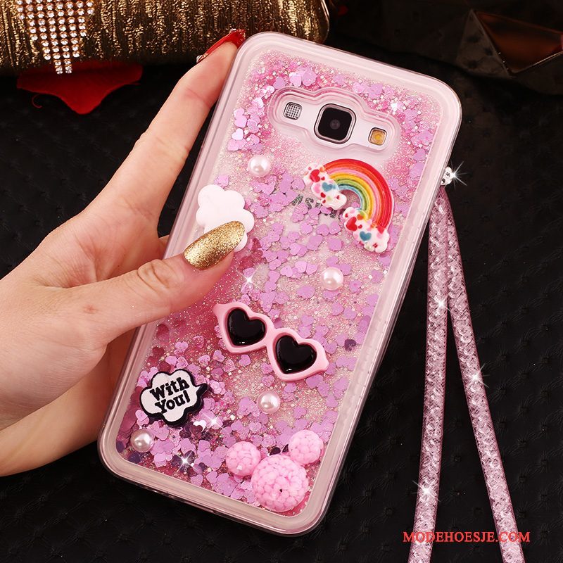 Hoesje Samsung Galaxy A8 Zacht Rozetelefoon, Hoes Samsung Galaxy A8 Strass Hanger