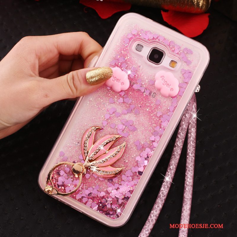 Hoesje Samsung Galaxy A8 Zacht Rozetelefoon, Hoes Samsung Galaxy A8 Strass Hanger