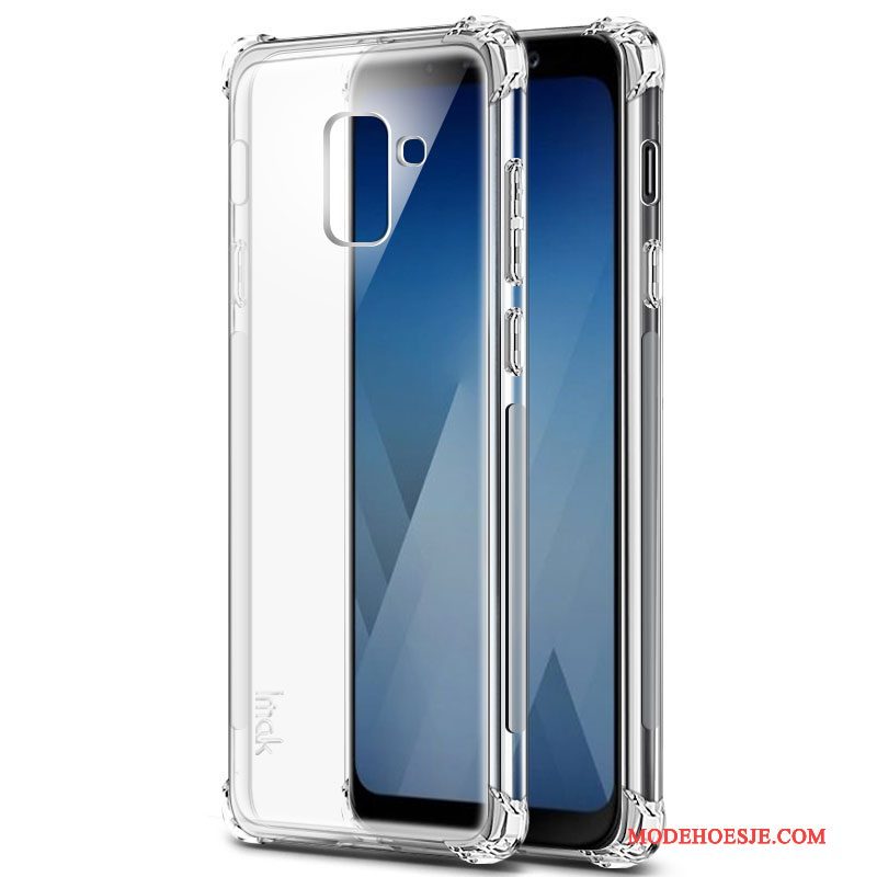 Hoesje Samsung Galaxy A8+ Zacht Schrobben Anti-fall, Hoes Samsung Galaxy A8+ Zakken Telefoon Zwart