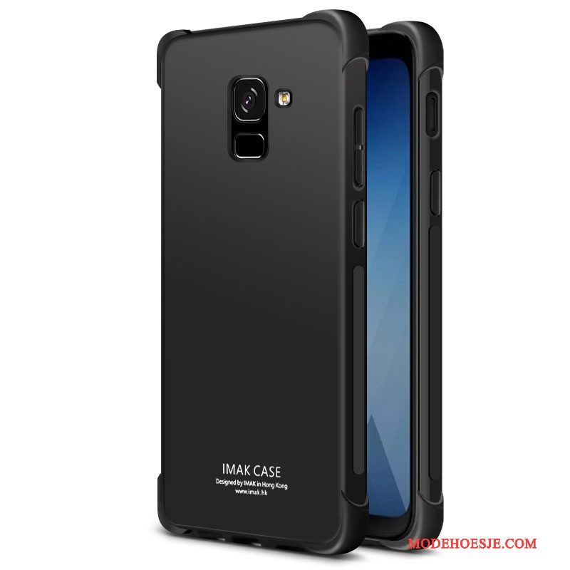 Hoesje Samsung Galaxy A8+ Zacht Schrobben Anti-fall, Hoes Samsung Galaxy A8+ Zakken Telefoon Zwart