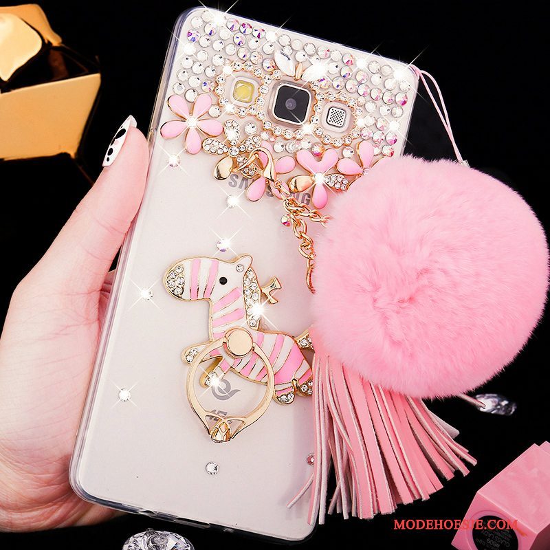 Hoesje Samsung Galaxy A8 Zacht Schrobben Doorzichtig, Hoes Samsung Galaxy A8 Strass Hard Roze