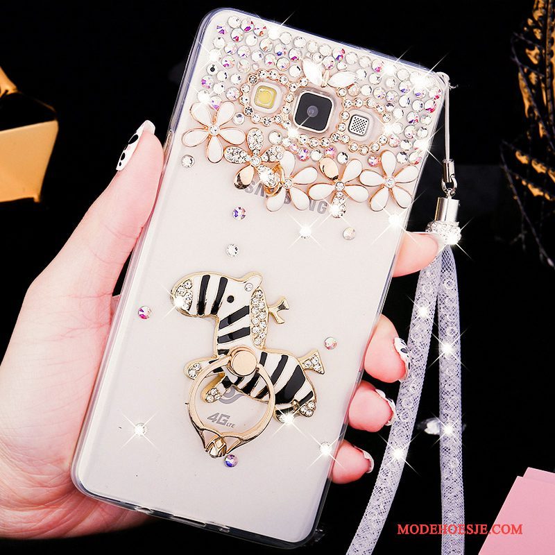 Hoesje Samsung Galaxy A8 Zacht Schrobben Doorzichtig, Hoes Samsung Galaxy A8 Strass Hard Roze