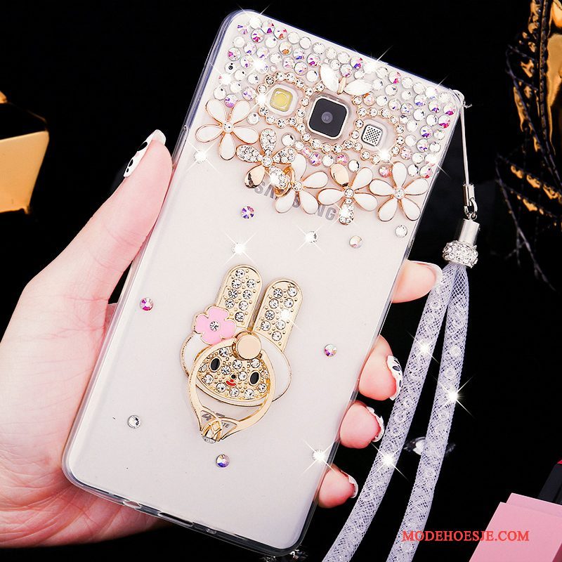 Hoesje Samsung Galaxy A8 Zacht Schrobben Doorzichtig, Hoes Samsung Galaxy A8 Strass Hard Roze