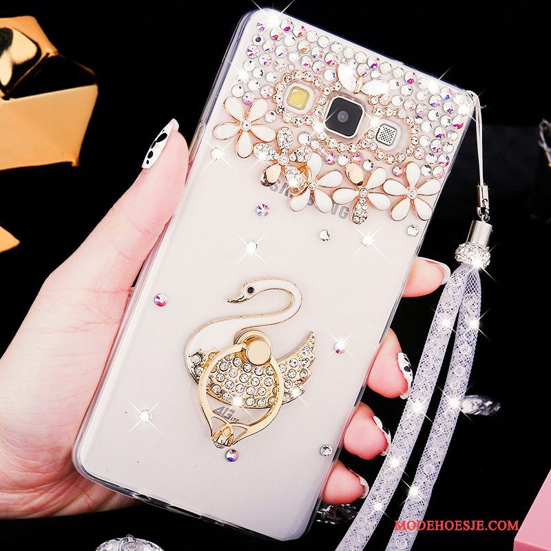 Hoesje Samsung Galaxy A8 Zacht Schrobben Doorzichtig, Hoes Samsung Galaxy A8 Strass Hard Roze