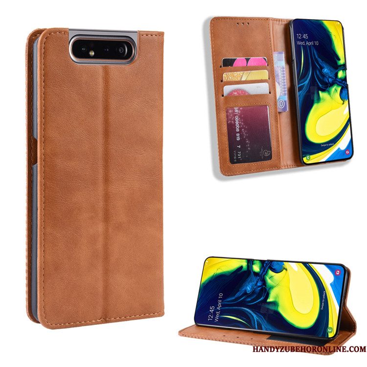 Hoesje Samsung Galaxy A80 Bescherming Rood Magneet Sluit, Hoes Samsung Galaxy A80 Folio