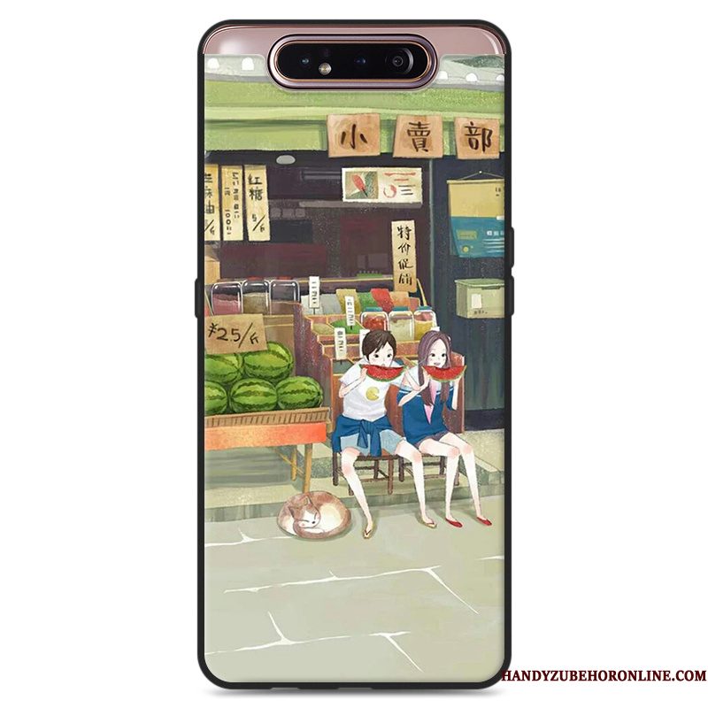 Hoesje Samsung Galaxy A80 Siliconen Hangertelefoon, Hoes Samsung Galaxy A80 Kunst Groen