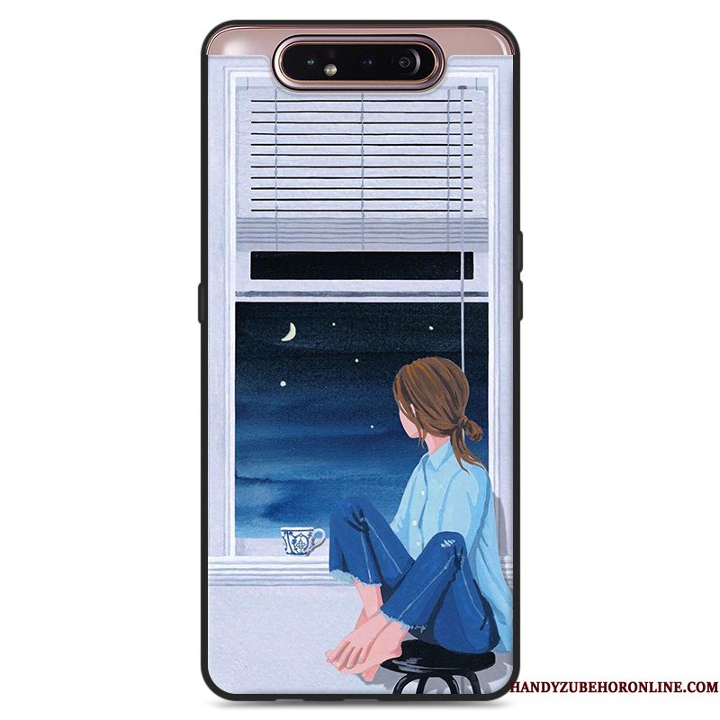 Hoesje Samsung Galaxy A80 Siliconen Hangertelefoon, Hoes Samsung Galaxy A80 Kunst Groen