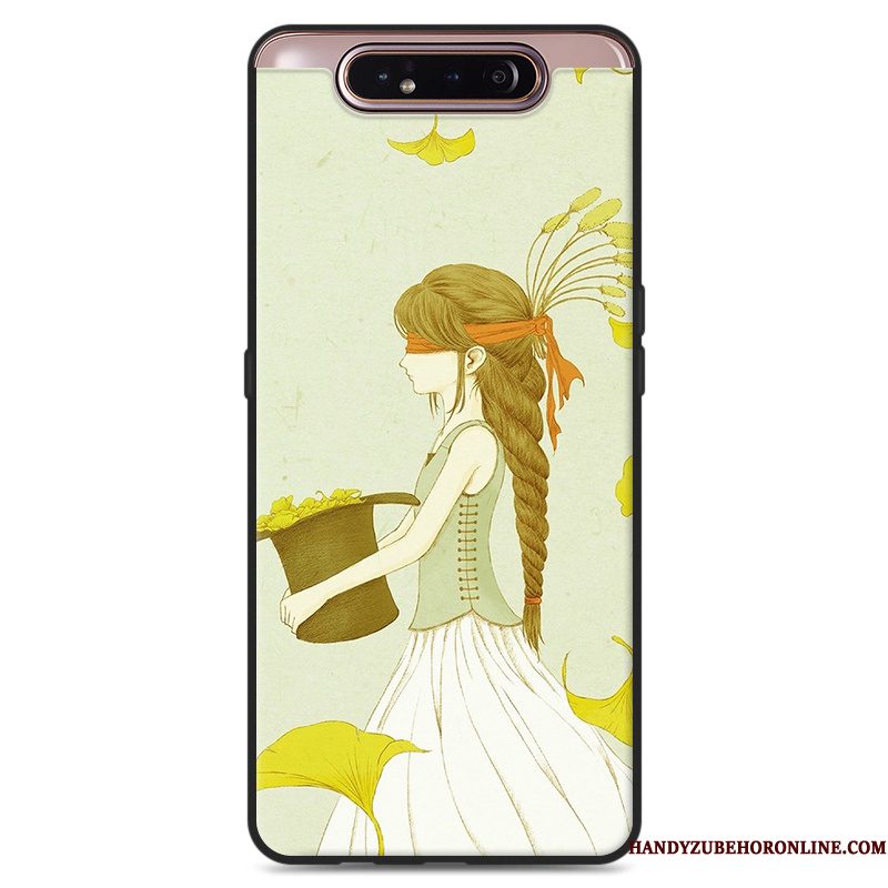 Hoesje Samsung Galaxy A80 Siliconen Hangertelefoon, Hoes Samsung Galaxy A80 Kunst Groen