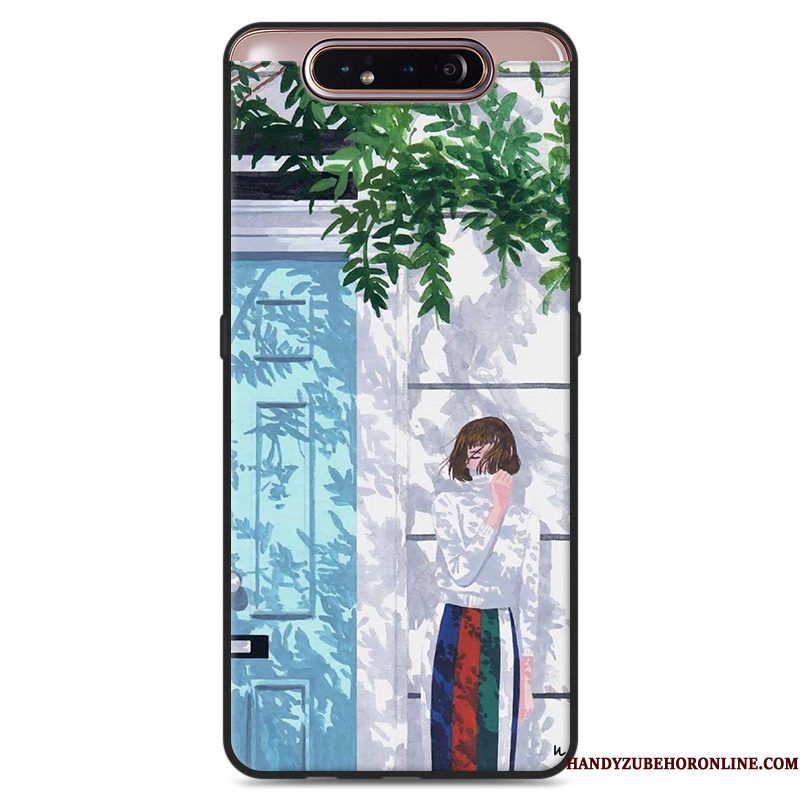 Hoesje Samsung Galaxy A80 Siliconen Hangertelefoon, Hoes Samsung Galaxy A80 Kunst Groen