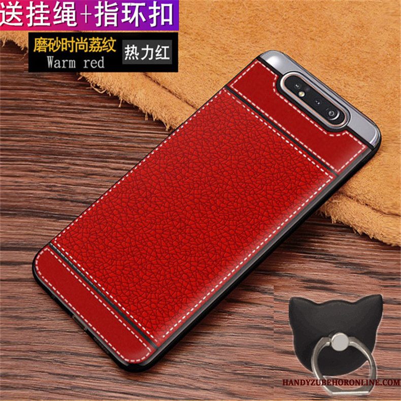 Hoesje Samsung Galaxy A80 Siliconen Patroontelefoon, Hoes Samsung Galaxy A80 Leer Anti-fall Rood