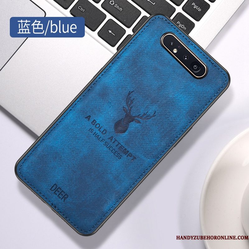 Hoesje Samsung Galaxy A80 Vintage Blauw Patroon, Hoes Samsung Galaxy A80 Bescherming Hanger Explosiebescherming