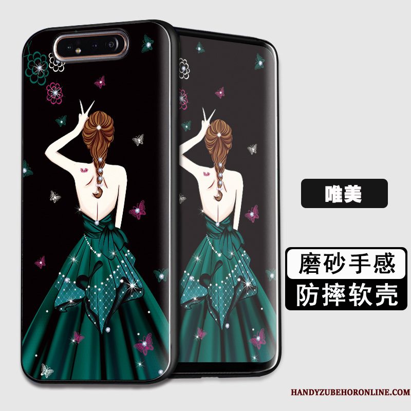 Hoesje Samsung Galaxy A80 Zakken Anti-fall Trend, Hoes Samsung Galaxy A80 Zacht Zwarttelefoon