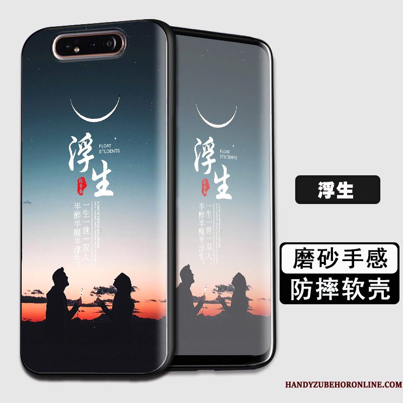 Hoesje Samsung Galaxy A80 Zakken Anti-fall Trend, Hoes Samsung Galaxy A80 Zacht Zwarttelefoon