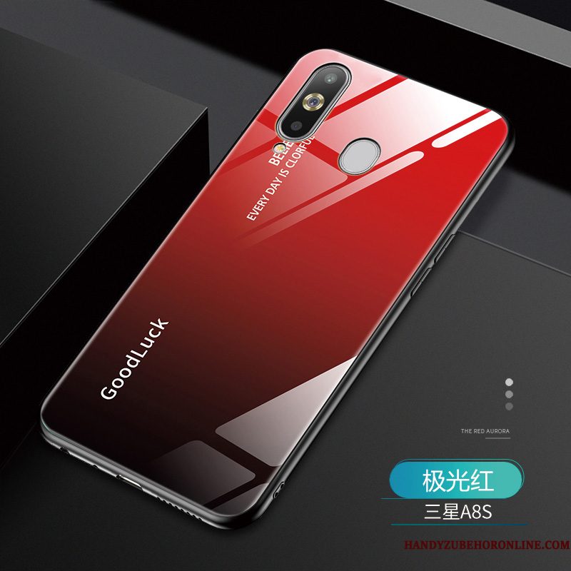 Hoesje Samsung Galaxy A8s Bescherming Anti-fall Net Red, Hoes Samsung Galaxy A8s Zakken Spiegel Lovers