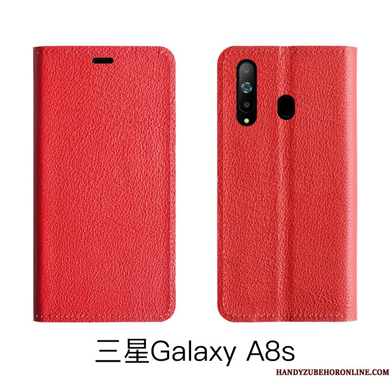 Hoesje Samsung Galaxy A8s Bescherming Telefoon High End, Hoes Samsung Galaxy A8s Zakken Rood Koe