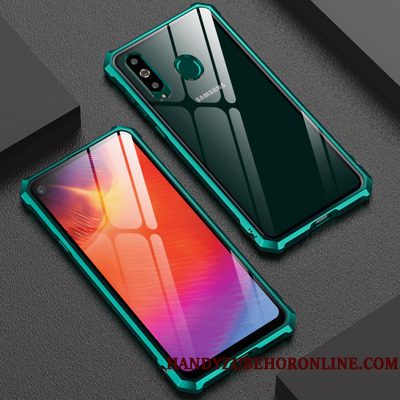 Hoesje Samsung Galaxy A8s Metaal Nieuwtelefoon, Hoes Samsung Galaxy A8s Bescherming Glas Groen