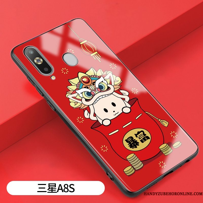 Hoesje Samsung Galaxy A8s Scheppend Spiegel Chinese Stijl, Hoes Samsung Galaxy A8s Spotprent Lovers Persoonlijk