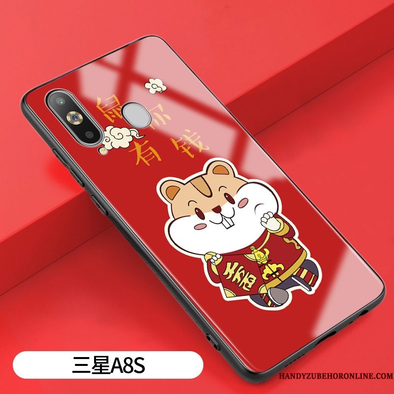 Hoesje Samsung Galaxy A8s Scheppend Spiegel Chinese Stijl, Hoes Samsung Galaxy A8s Spotprent Lovers Persoonlijk