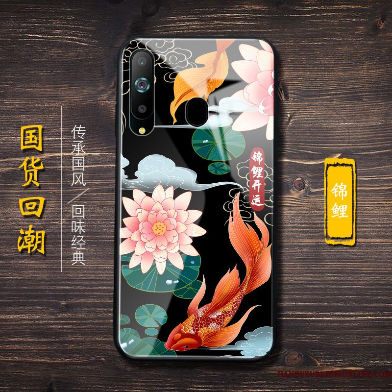 Hoesje Samsung Galaxy A8s Siliconen Trend Chinese Stijl, Hoes Samsung Galaxy A8s Scheppend Trendy Merk Zwart