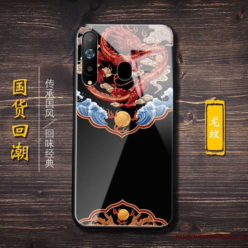 Hoesje Samsung Galaxy A8s Siliconen Trend Chinese Stijl, Hoes Samsung Galaxy A8s Scheppend Trendy Merk Zwart