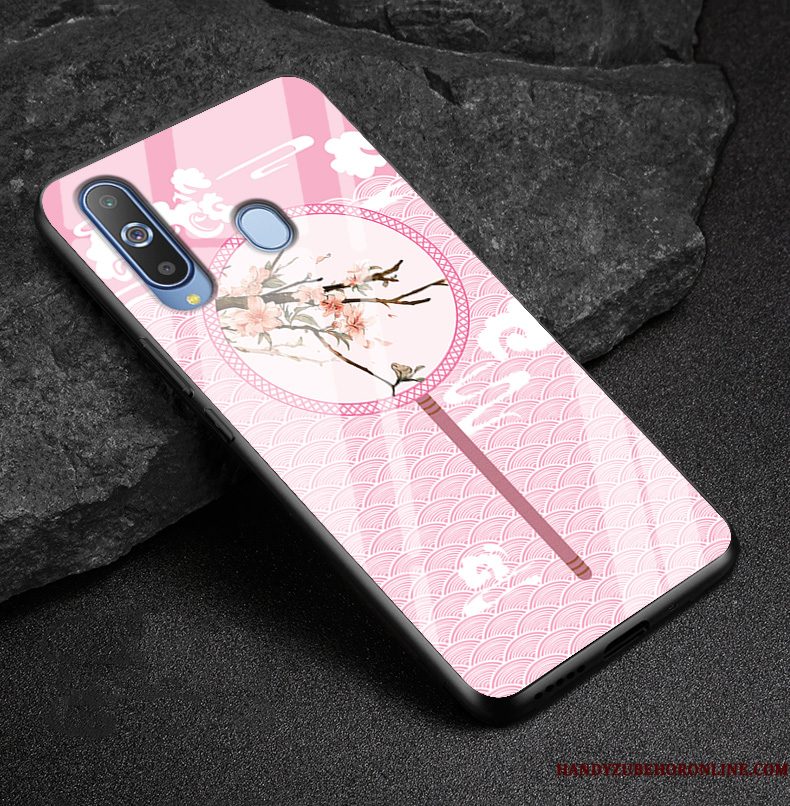 Hoesje Samsung Galaxy A8s Spotprent Mooie Roze, Hoes Samsung Galaxy A8s Bescherming Eenvoudige Glas