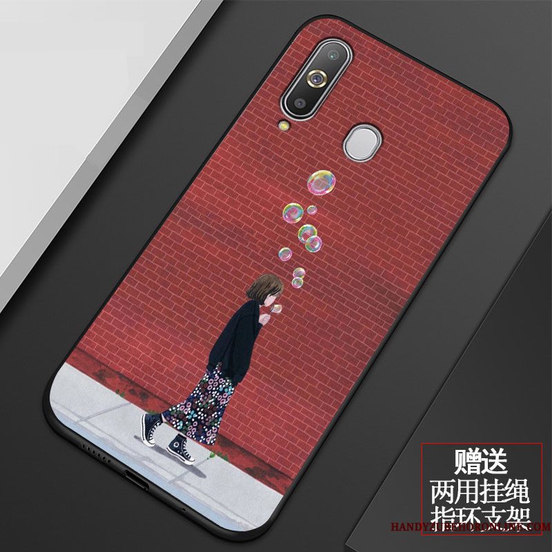 Hoesje Samsung Galaxy A8s Zacht Anti-fall Net Red, Hoes Samsung Galaxy A8s Spotprent Telefoon Trend