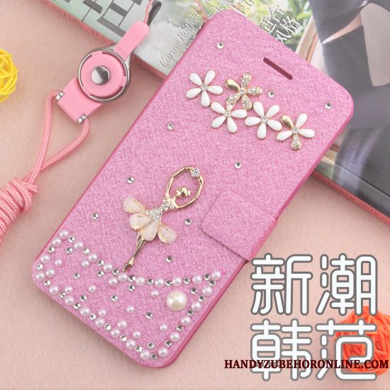 Hoesje Samsung Galaxy A9 2018 Strass Telefoon Anti-fall, Hoes Samsung Galaxy A9 2018 Leer Roze