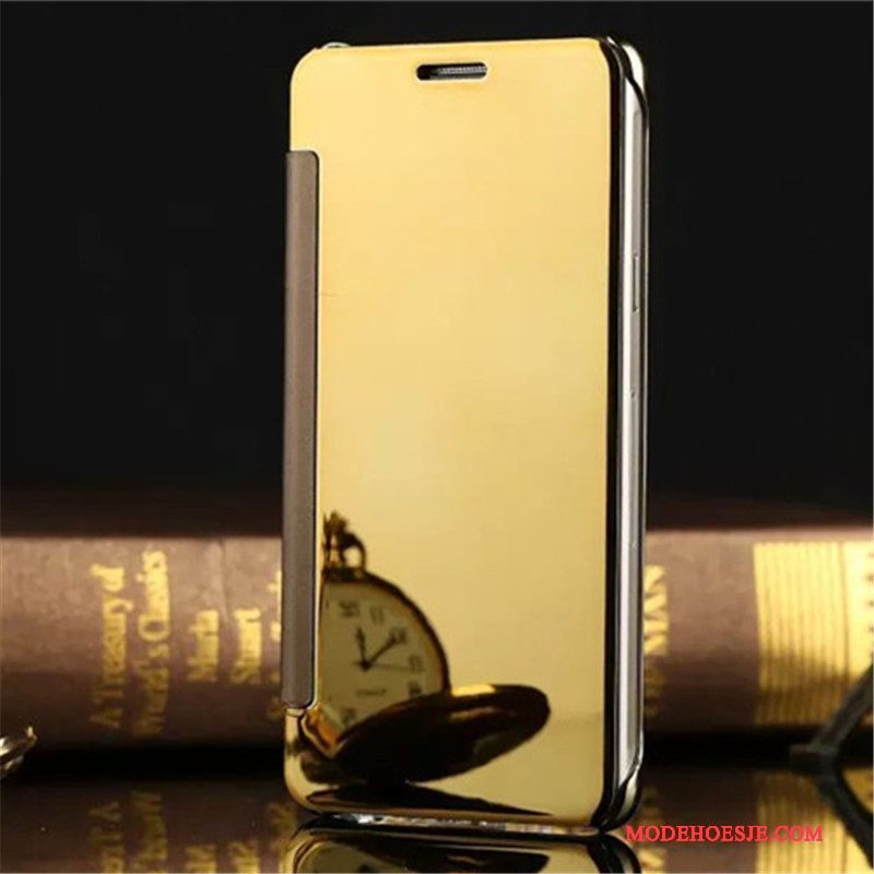 Hoesje Samsung Galaxy A9 Bescherming Telefoon Goud, Hoes Samsung Galaxy A9 Folio Spiegel