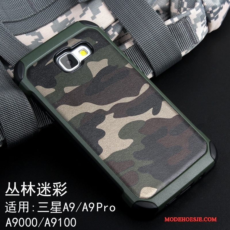 Hoesje Samsung Galaxy A9 Scheppend Anti-fall Persoonlijk, Hoes Samsung Galaxy A9 Siliconen Camouflage Blauw