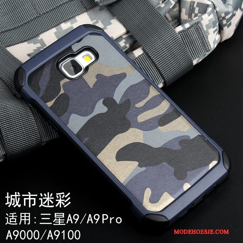 Hoesje Samsung Galaxy A9 Scheppend Anti-fall Persoonlijk, Hoes Samsung Galaxy A9 Siliconen Camouflage Blauw