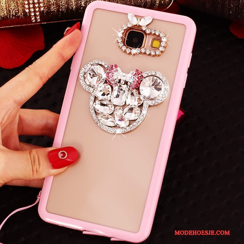 Hoesje Samsung Galaxy A9 Siliconen Hanger Anti-fall, Hoes Samsung Galaxy A9 Strass Telefoon Purper