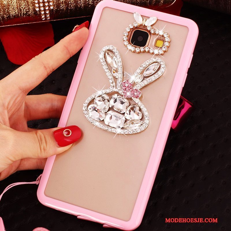 Hoesje Samsung Galaxy A9 Siliconen Hanger Anti-fall, Hoes Samsung Galaxy A9 Strass Telefoon Purper