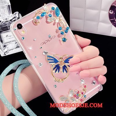 Hoesje Samsung Galaxy A9 Strass Hanger Blauw, Hoes Samsung Galaxy A9 Bescherming Telefoon