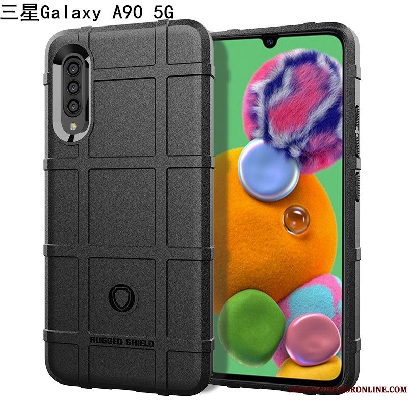 Hoesje Samsung Galaxy A90 5g Zacht Patroon Ring, Hoes Samsung Galaxy A90 5g Ondersteuning Zwart Magnetisch