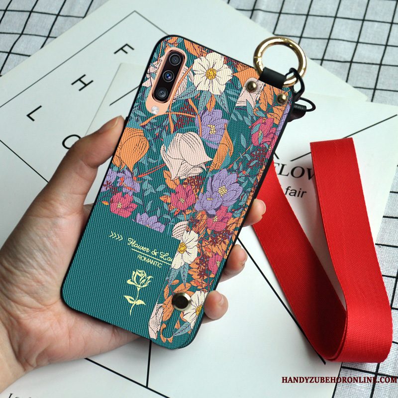 Hoesje Samsung Galaxy A90 5g Zakken Bloemen Anti-fall, Hoes Samsung Galaxy A90 5g Scheppend Rood Hanger