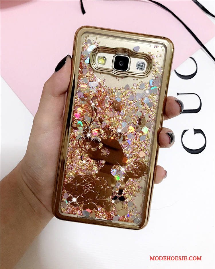 Hoesje Samsung Galaxy J3 2015 Bloemen Plating Vloeistof, Hoes Samsung Galaxy J3 2015 Zacht Blauw Wind