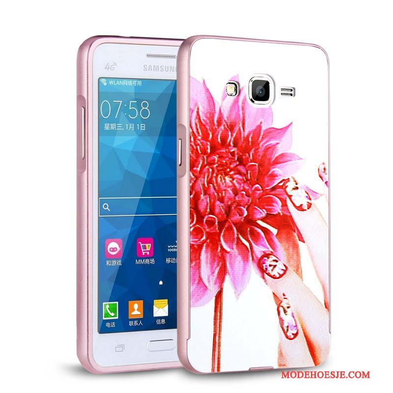 Hoesje Samsung Galaxy J3 2015 Metaal Omlijsting Hard, Hoes Samsung Galaxy J3 2015 Bescherming Telefoon Anti-fall