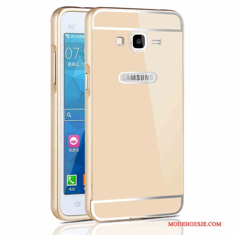 Hoesje Samsung Galaxy J3 2015 Metaal Omlijsting Hard, Hoes Samsung Galaxy J3 2015 Bescherming Telefoon Anti-fall