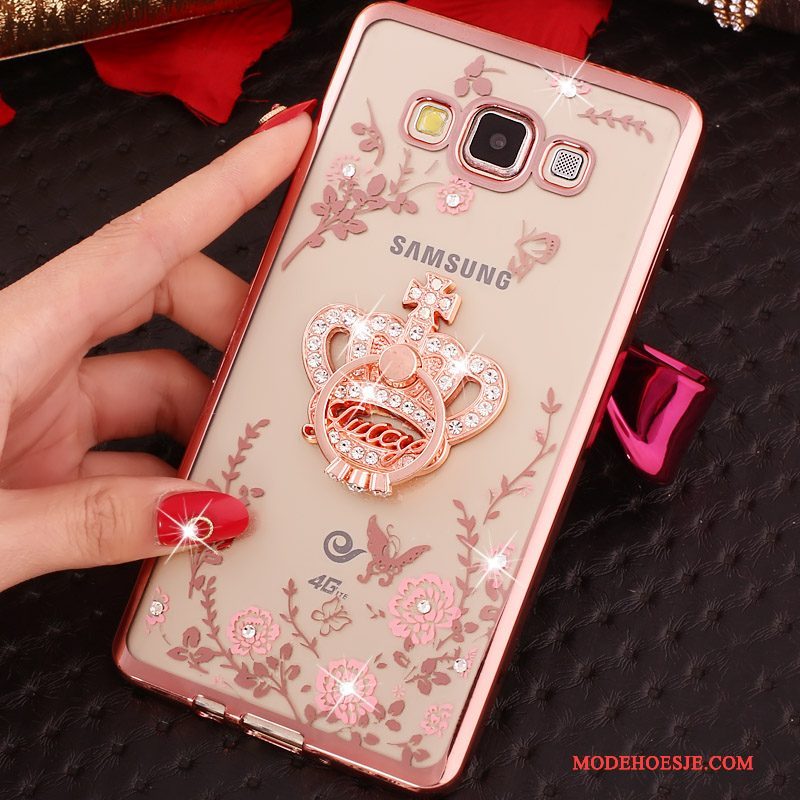 Hoesje Samsung Galaxy J3 2015 Siliconen Telefoon Goud, Hoes Samsung Galaxy J3 2015 Zacht Ring