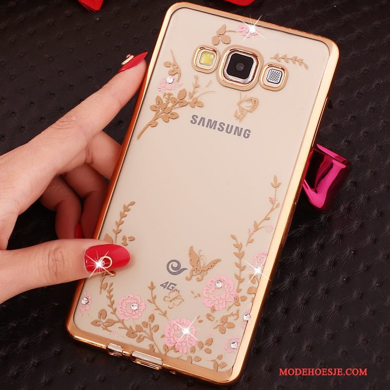 Hoesje Samsung Galaxy J3 2015 Siliconen Telefoon Goud, Hoes Samsung Galaxy J3 2015 Zacht Ring