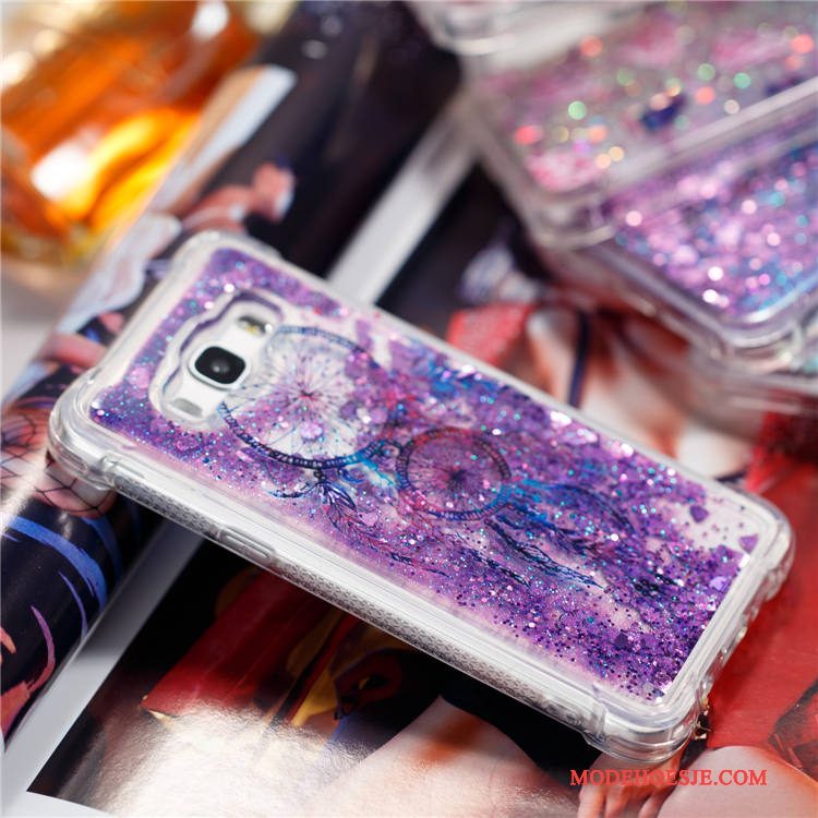 Hoesje Samsung Galaxy J3 2015 Zacht Vloeistof Bedrukt, Hoes Samsung Galaxy J3 2015 Roze Drijfzand