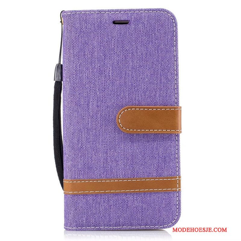 Hoesje Samsung Galaxy J3 2016 Leer Purper Denim, Hoes Samsung Galaxy J3 2016 Bescherming Trend