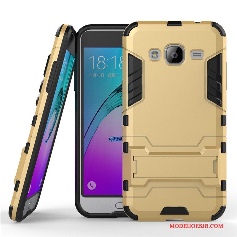 Hoesje Samsung Galaxy J3 2016 Ondersteuning Hardtelefoon, Hoes Samsung Galaxy J3 2016 Bescherming Zilver