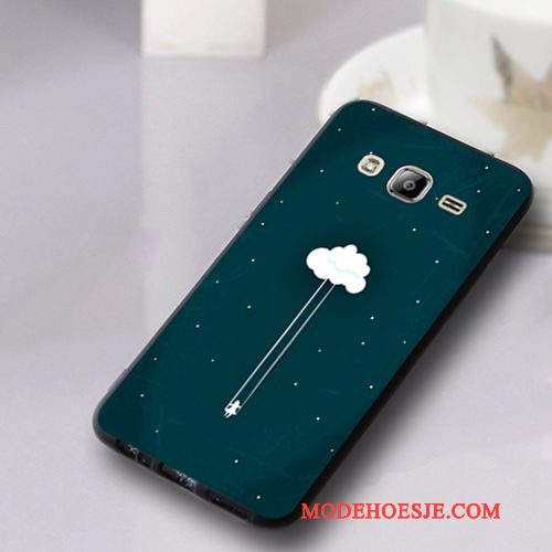 Hoesje Samsung Galaxy J3 2016 Zacht Donkerblauw Schrobben, Hoes Samsung Galaxy J3 2016 Zakken Anti-falltelefoon