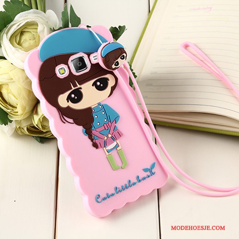 Hoesje Samsung Galaxy J3 2016 Zacht Hanger Roze, Hoes Samsung Galaxy J3 2016 Bescherming Telefoon